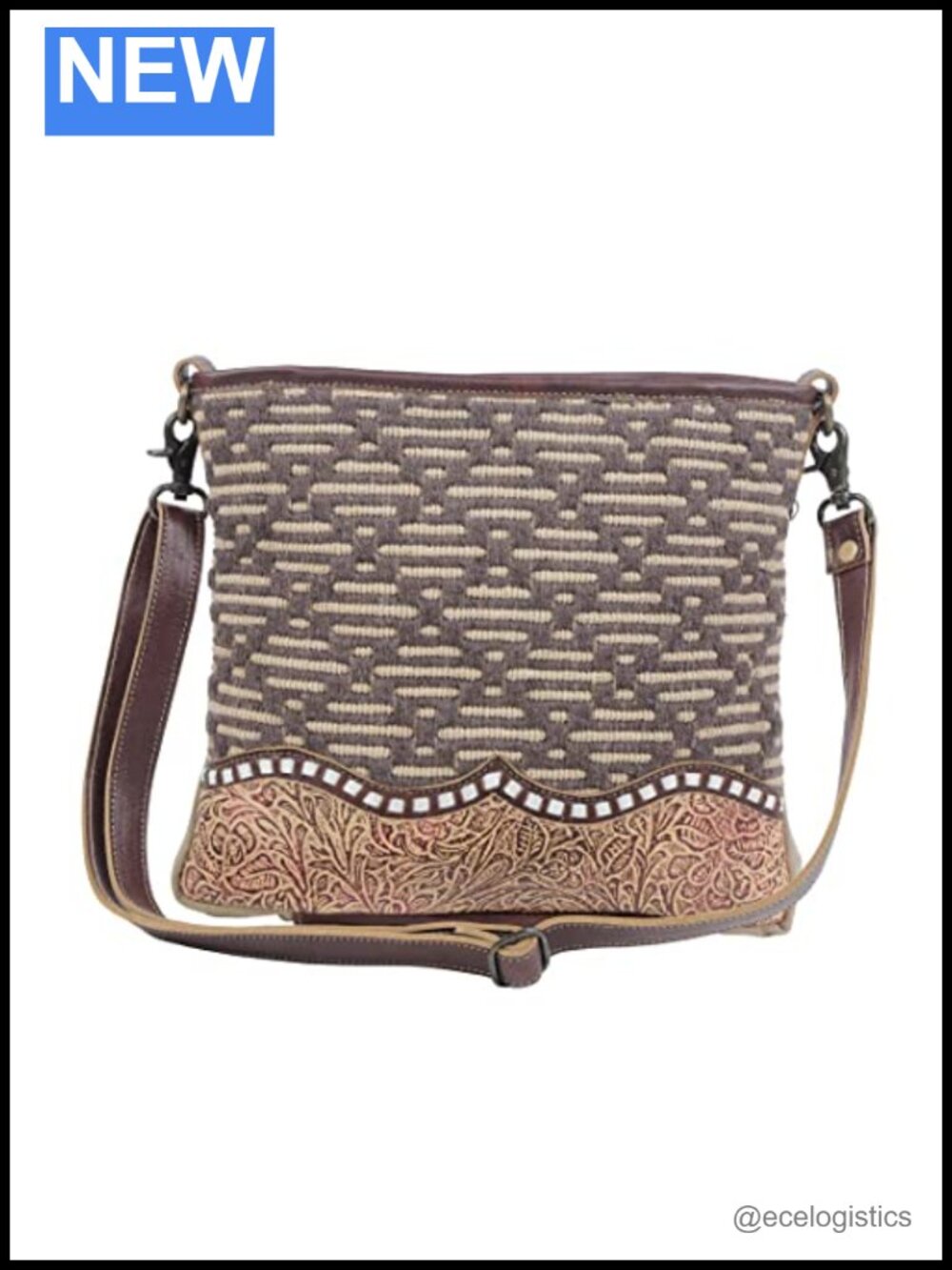 Canvas Shoulder Bag Leather Trim Lightweight Satchel